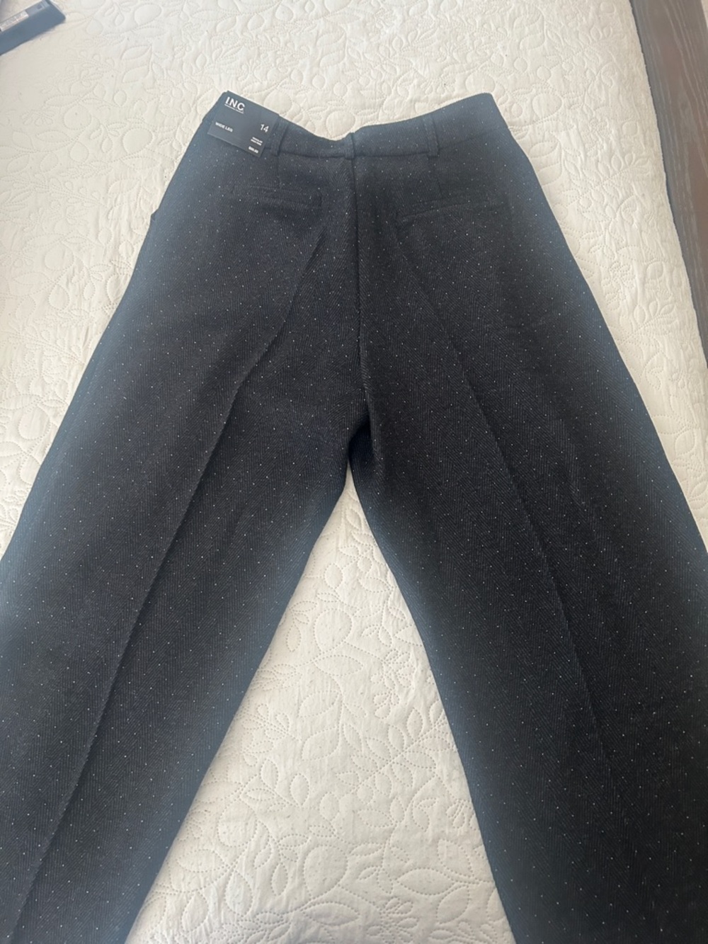 INC International Concepts Black Wide-Leg Sparkle Pants
